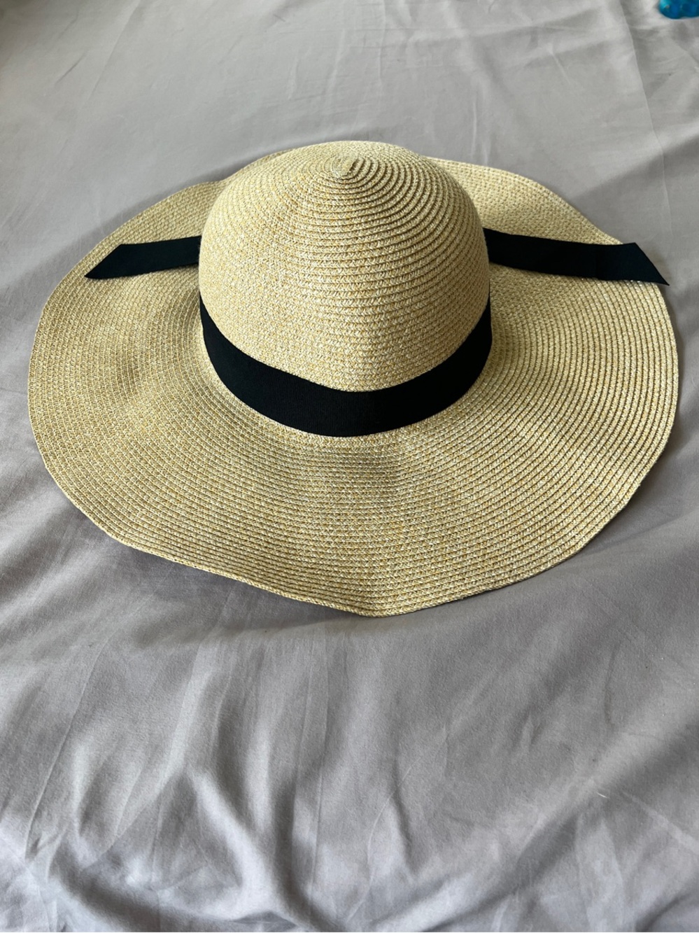 Fall Straw Wide Brim Sun Hat with Black Ribbon